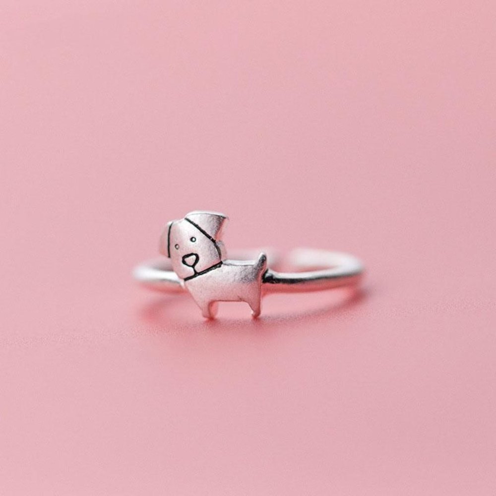 Sterling Silver Dog Ring Cute Animal Ring - Picture 4 of 6